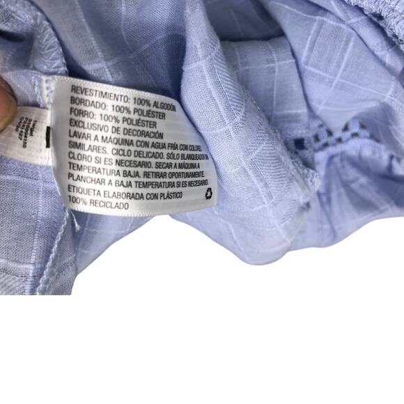 Knox Rose Dress Womens Size Medium Blue Eyelet Peasant V-Neck Short Sleeve NWT - Picture 4 of 10